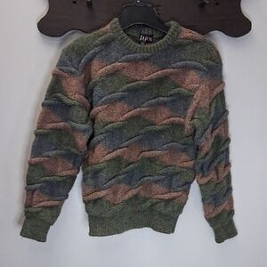 Rare Japan Bloomingdales Wool Chunky Knit Vintage Multicolor Sweater 80's, 90's